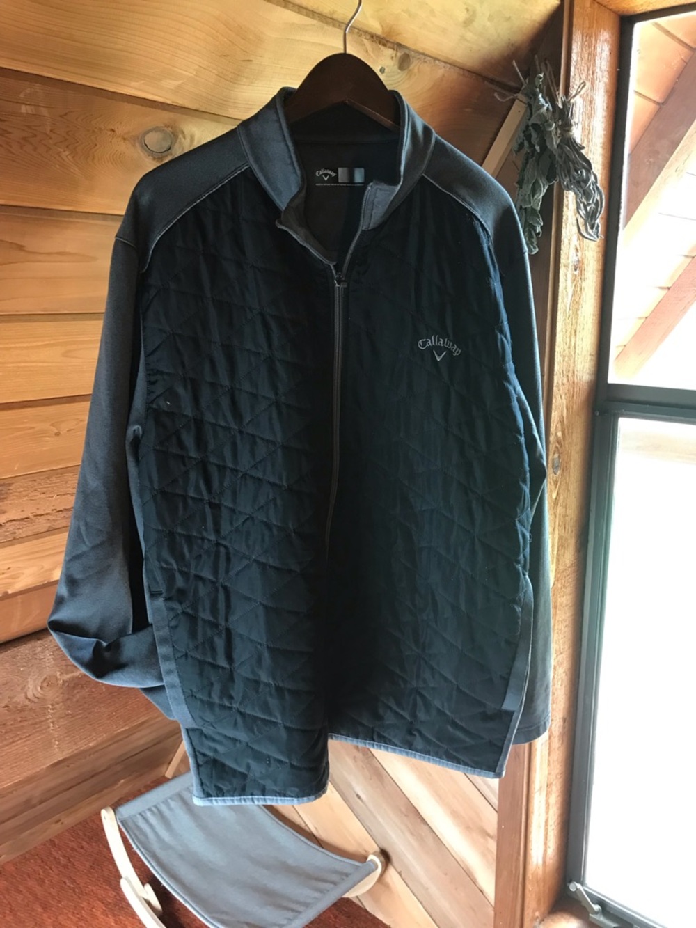 Callaway Men's Quilted Zip Jacket in Dark Gray, XL
